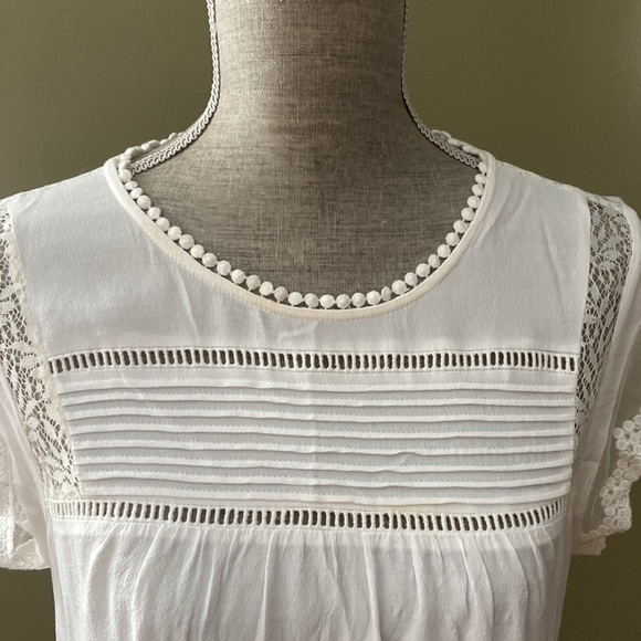 Cream/off white Daniel Rainn short sleeve top sz M - Picture 4 of 10